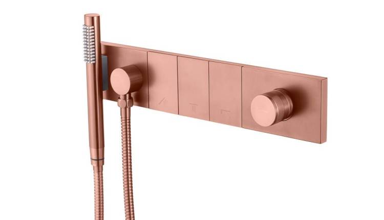 Смеситель для ванны и душа Boheme Zodiac 132-SYS-CB с ручным душем, Copper Brushed