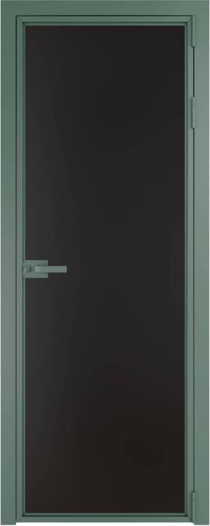 Межкомнатная дверь Profil Doors 1 AX цвет профиля Зеленый воск, стекло безопасное 6 мм монохром черный 700x2000