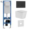 Унитаз с инсталляцией Iberica Blanca Toledo Alto IB.001M.TLA.234.212 безободковый, с крышкой-сиденьем микролифт, с черной матовой кнопкой