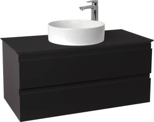 Тумба с раковиной Jacob Delafon Madeleine 100 черная матовая с подсветкой