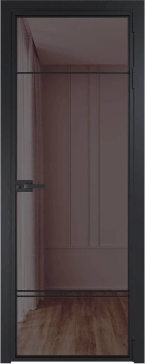 Межкомнатная дверь Profil Doors 4 AX цвет профиля Черный, стекло безопасное 6 мм золотистая бронза 700x2000