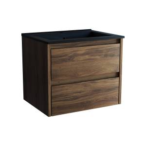 Тумба с раковиной Vincea Gio 600 2 выкатных ящика, C.Oak, раковина черная