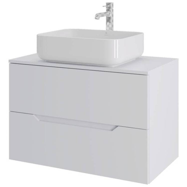 Тумба с раковиной Orange Line Li-80TuwMDF+B05-500W белая матовая, 80.5 см