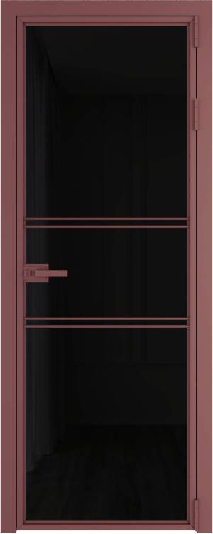 Межкомнатная дверь Profil Doors 2 AX цвет профиля Красный антрацит, стекло безопасное 6 мм черный триплекс 600x2000