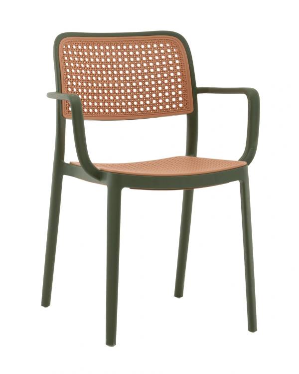 Стул Stool Group Yona PP-297 green 36023 зеленый, пластиковый с подлокотниками