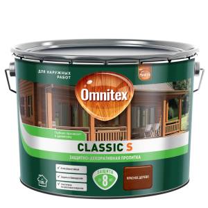 Пропитка декоративная для защиты древесины Omnitex Classic S красное дерево 9 л