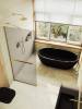 Душевая перегородка MaybahGlass MGD-727-3у 79x195, стекло бронза 8 мм, профиль золото фото 3