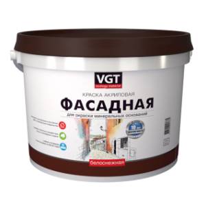 Краска моющаяся для наружных и внутренних работ VGT ВД-АК-1180 БЕЛОСНЕЖНАЯ матовая 45 кг