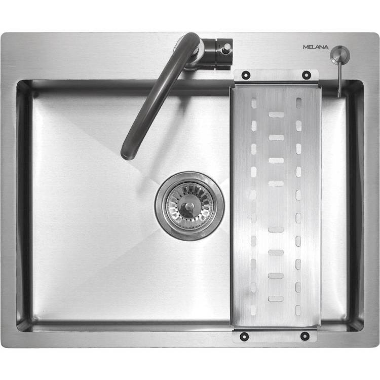 Мойка кухонная Melana ProfLine R6050H с дозатором и коландером, сатин