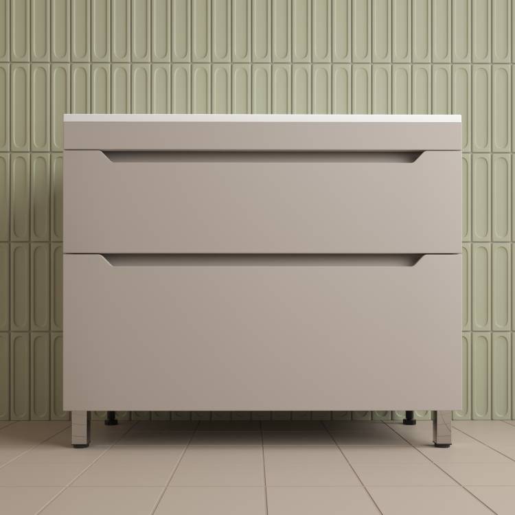 Тумба с раковиной Style Line Остин напольная, крем, раковина серый шелк, 82x100x45