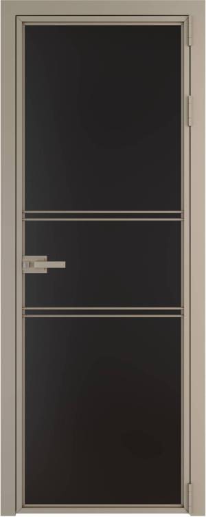 Межкомнатная дверь Profil Doors 2 AX цвет профиля Никель матовый, стекло безопасное 6 мм монохром черный 700x2000