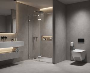 Душевая дверь в нишу AQUAme AQM7408-12 профиль хром, стекло прозрачное, 120x200