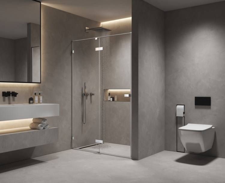 Душевая дверь в нишу AQUAme AQM7408-12 профиль хром, стекло прозрачное, 120x200