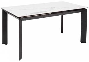 Стол Woodville Cremona 518857 matte statuario белый мрамор матовый/черный 140(200)x85x76