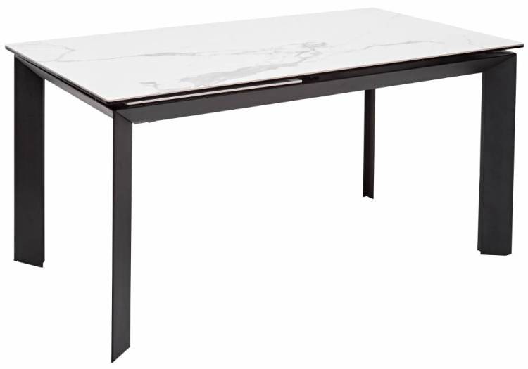 Стол Woodville Cremona 518857 matte statuario белый мрамор матовый/черный 140(200)x85x76