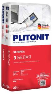 Затирка Plitonit 3 для швов 2-6 мм белая 20 кг