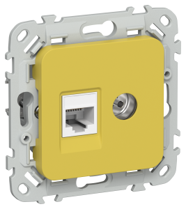 ТВ-розетка+Ethernet RJ45 IEK Flite FI-AK22-1-K44 желтый карри