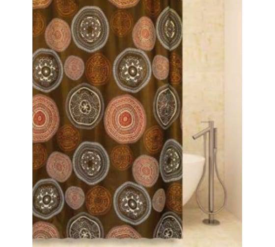 Штора для ванной Bath Plus Round Totem ch-1207 180x180, коричневый, красный