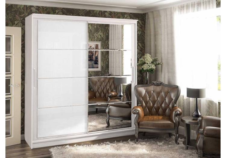 Шкаф купе Woodville Москана 2 614770 анкор светлый / зеркало / лакобель белый