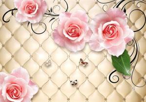 3D Фотообои Artegrafico «Розы на стеганой коже» RH-073 канвас