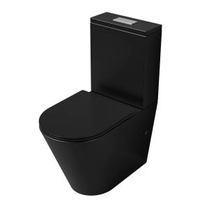 Унитаз-компакт Grossman Торнадо GR-4458BMSQ безободковый, с крышкой-сиденьем микролифт, черный матовый (распродажа)