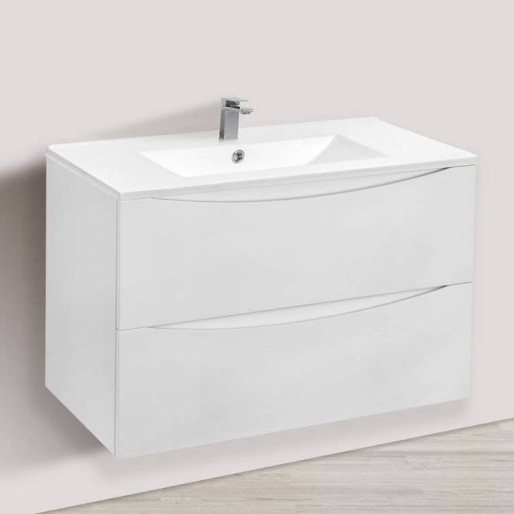 Тумба с раковиной Vincea Mia 80 белая глянцевая, раковина VBS-13980