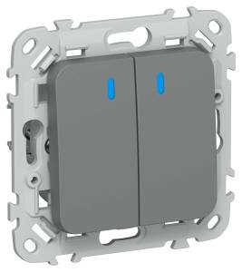 Выключатель 2-клавишный IEK Flite FI-V24-1-10-1-K80 мокрый асфальт