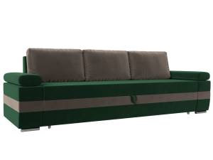 Прямой диван Лига Диванов Канкун 118256 зеленый, коричневый