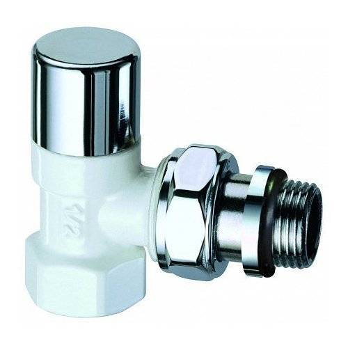 Вентиль FAR запорный угловой , 1/2 ВР (серебрянное покрытие -белая эмаль), EPDM