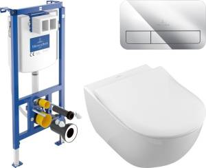 Комплект  Унитаз подвесной Villeroy&Boch Subway 2.0 5614R2R1 alpin + Система инсталляции для унитазов Villeroy&Boch 92242700 + Кнопка смыва