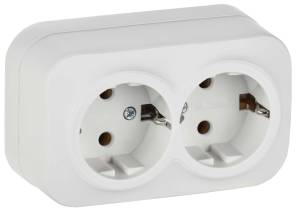 Розетка 2-местная с заземлением IEK Glory ERH21-K01M-16 белый матовый