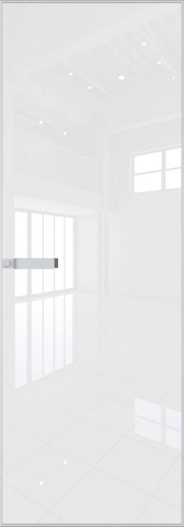 Межкомнатная дверь Profil Doors 1 AGN цвет профиля Вайт, стекло безопасное 4 мм lacobel белый лак 600x2000