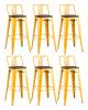 Набор из 6 барных стульев Stool Group Tolix YD-H765E-W LG-06 X6 желтый глянцевый, темное дерево, со спинкой