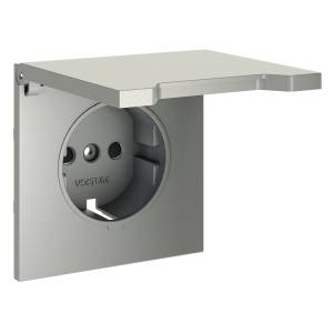 Лицевая панель для розетки с заземлением, шторками и крышкой Voltum S70 VLS000805 сталь