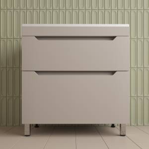 Тумба с раковиной Style Line Остин напольная, крем, раковина серый шелк, 82x80x45