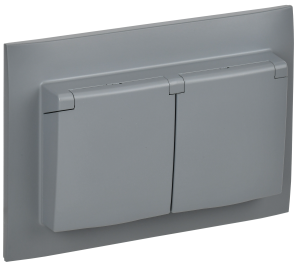 Розетка 2-местная с крышкой IEK Skandy SK-R26-16-44-K03-F серый