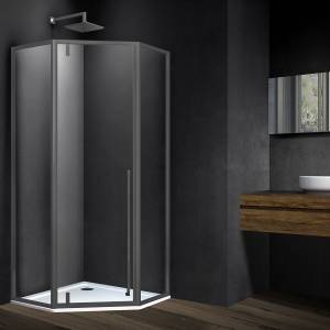Душевой уголок Vincea Penta VSP-3P900CLGM профиль вороненая сталь, стекло прозрачное, 90x90x195