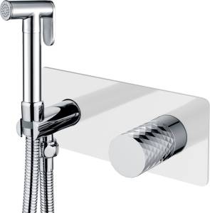 Гигиенический душ Boheme Stick 127-WCR со смесителем, С ВНУТРЕННЕЙ ЧАСТЬЮ, white, diamond chrome