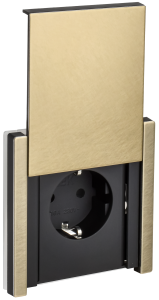 Розетка 1-местная с заземлением, шторками и крышкой IEK Forte&Piano FP-R16-16-44-M-K37 шампань