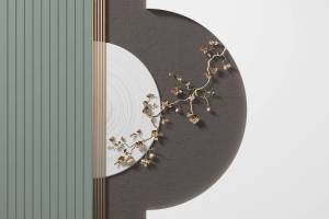 3D Фотообои Artegrafico «Геометрическая композиция с золотыми цветами» OP-016 канвас