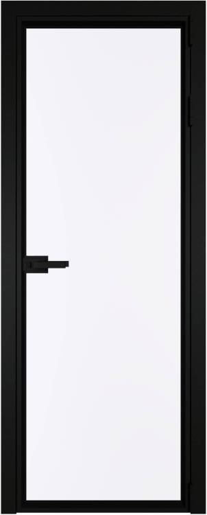 Межкомнатная дверь Profil Doors 1 AV цвет профиля Черный, стекло безопасное 6 мм монохром белый просветленный 800x2000