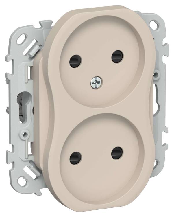 Розетка 2-местная с защитными шторками IEK Flite FI-R23-10-K88 льняной