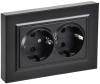 Розетка 2-местная с заземлением и шторками IEK Brite BR-R28-16-K02-F черный