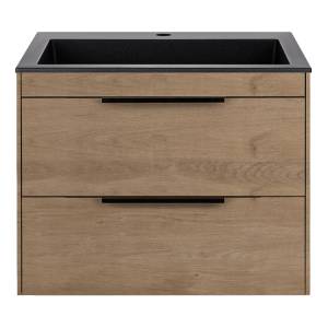 Тумба с раковиной Vincea Chiara 2D VMC-2C2600NO Бежевый, черная раковина