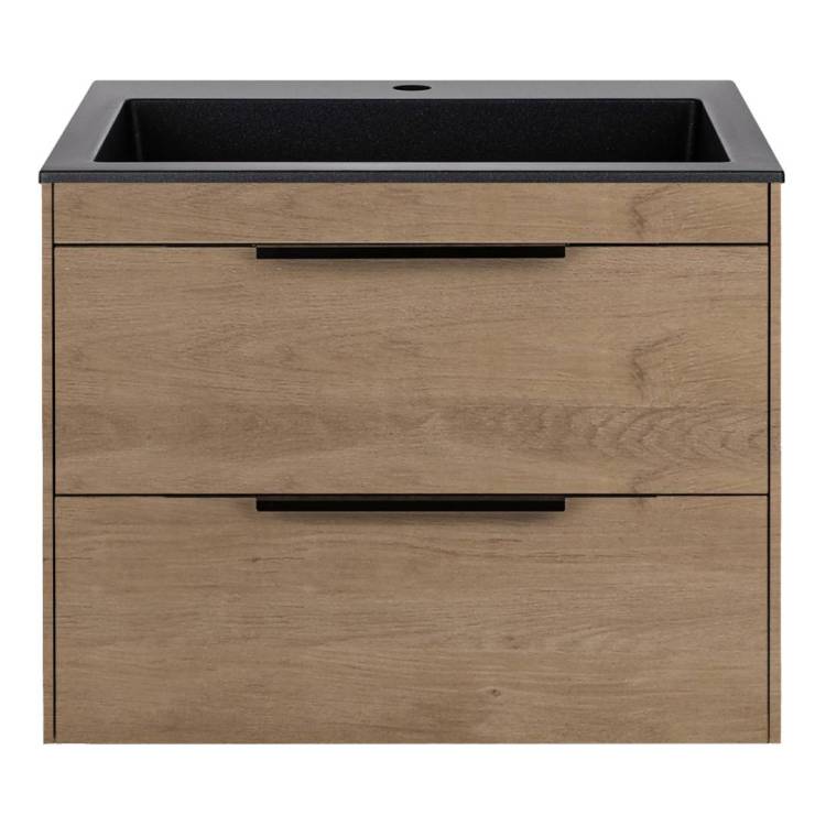 Тумба с раковиной Vincea Chiara 2D VMC-2C2600NO Бежевый, черная раковина