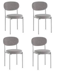 Набор из 4 стульев Stool Group Бриф SN AV 477-C82-7004-K серый каркас светло-серый муар