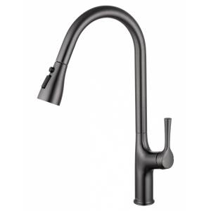 Смеситель для кухни Wonzon & Woghand WW-AE54123-BGG с выдвижным изливом, темный графит