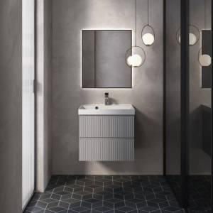 Тумба с раковиной AQUAme S1 подвесная, серый, 60 см
