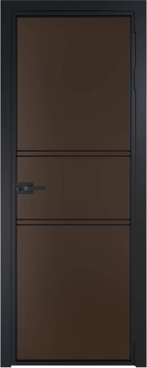 Межкомнатная дверь Profil Doors 2 AX цвет профиля Черный, стекло безопасное 6 мм монохром шоколад 700x2000