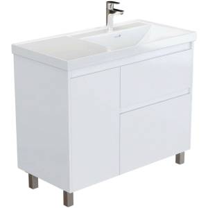 Тумба с раковиной Aquanet Nova Lite 2.0 90 R 365929 Белый глянец